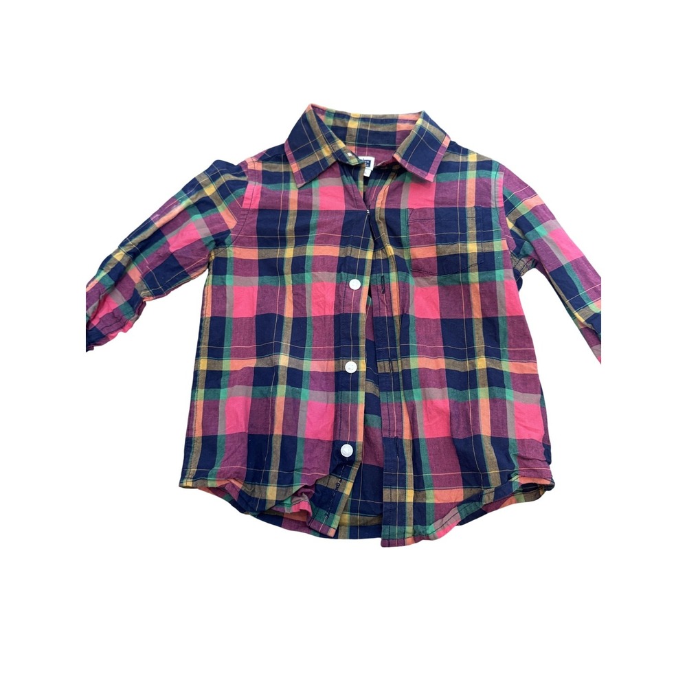 Janie And Jack Shirt Boys 3T Multicolor Plaid Collared‎ Button Up Long Sleeve